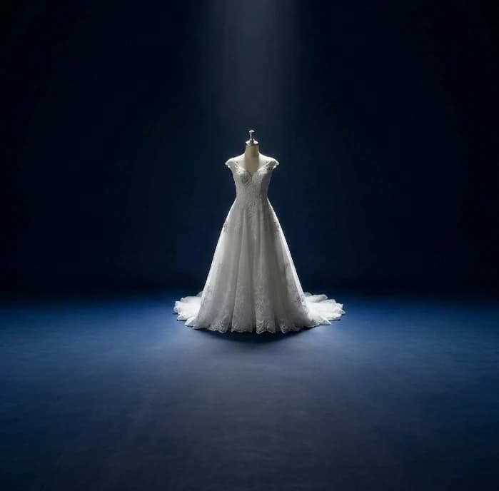 Elegant white wedding gown — museum-quality garment preservation at Wheaton Valet Cleaners